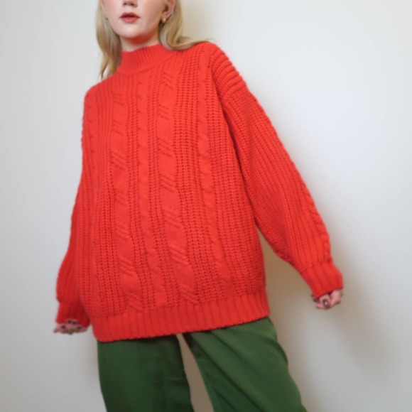 ellemenno Sweaters - Vintage 90's cherry red knit mockneck sweater